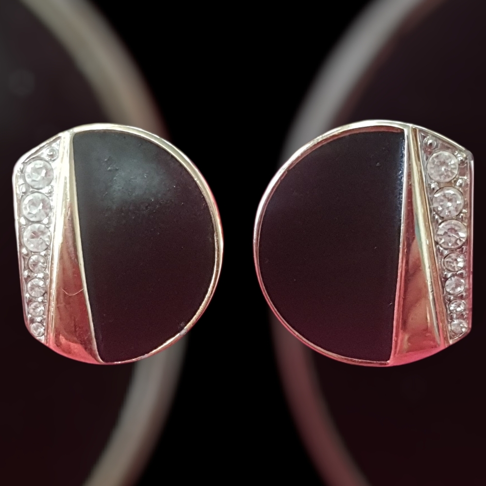 Elegant Black and Silver Earrings